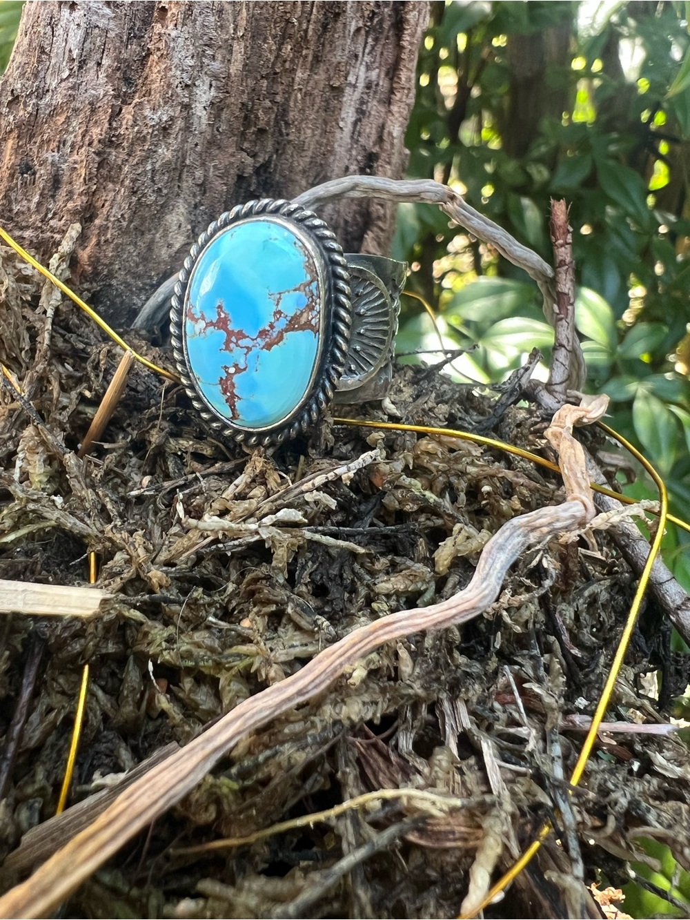 Sunshine Reeves Golden Hills Turquoise Sterling Ring Size 10.5